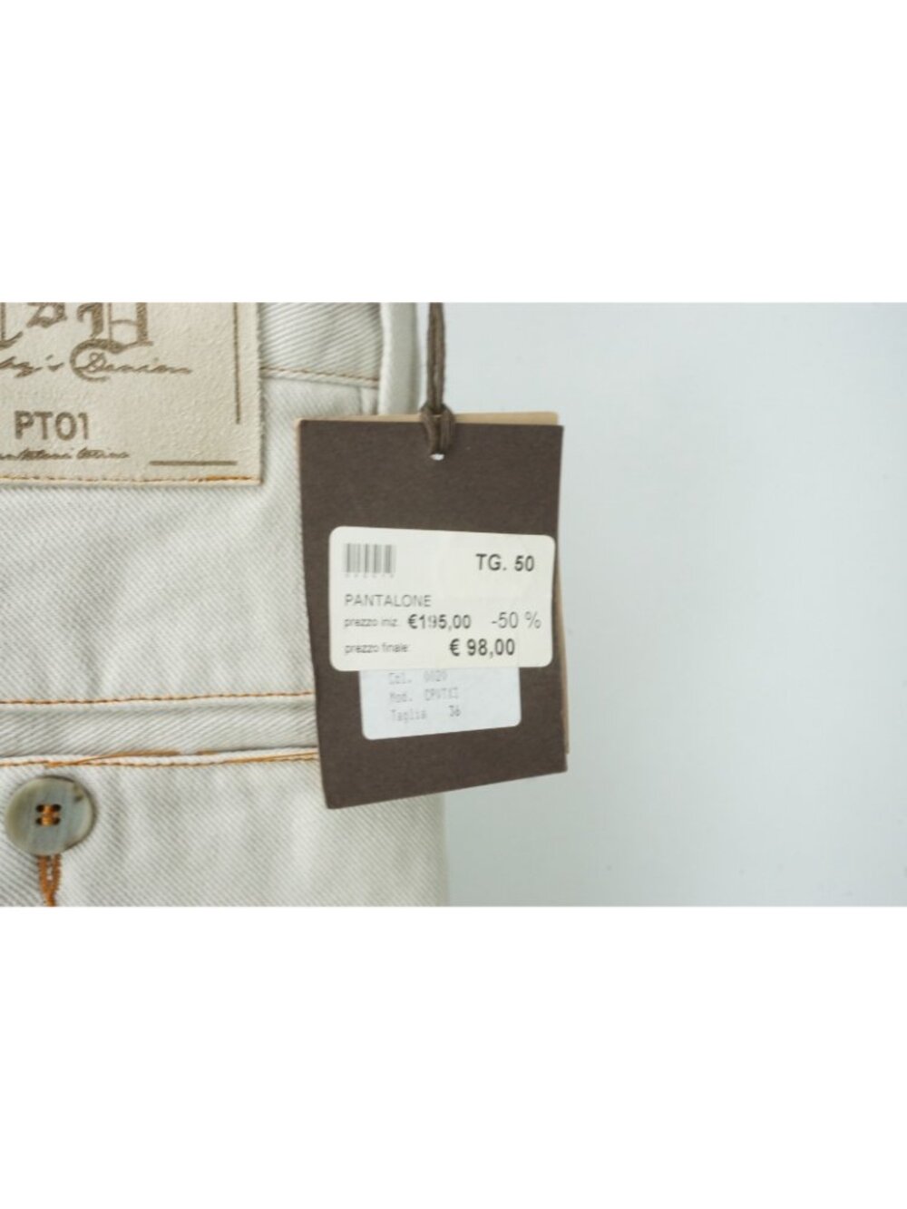 PT01 Trentasei Cotton Beige Twill Button Fly Pants Sz 50 EU BRAND NEW - Picture 4 of 8